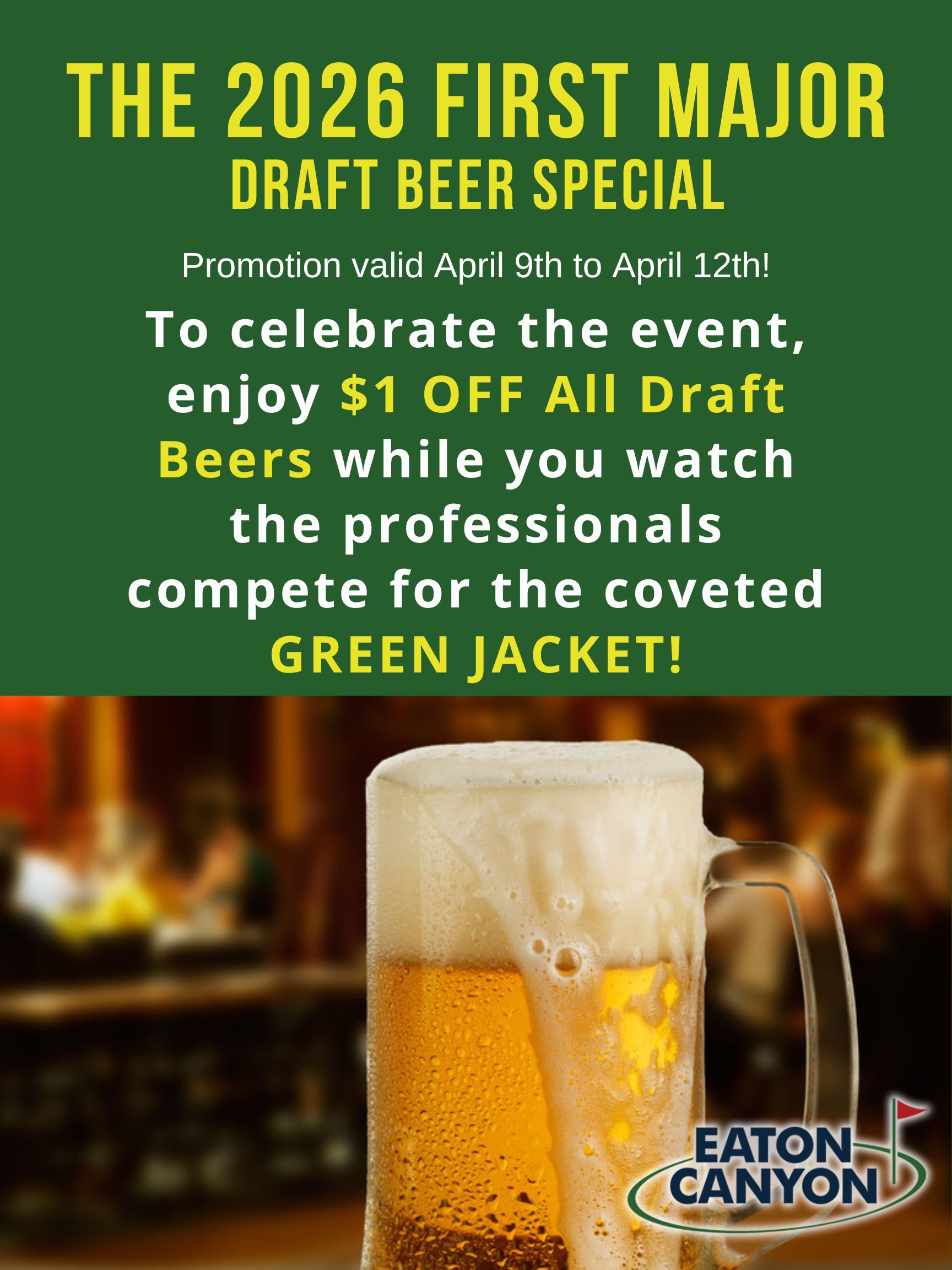 Masters Draft Beer Special 2026